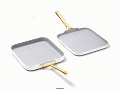 Caraway utensílios de cozinha branco dupla de panela quadrada 026H64