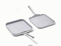 Caraway utensílios de cozinha cinza dupla de panela quadrada 026H59