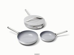 Caraway utensílios de cozinha cinza trio de frigideira 026H3
