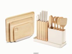 Caraway utensílios de cozinha creme conjunto de preparação e pranchas 026H229