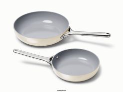 Caraway utensílios de cozinha creme dupla de frigideiras 026H9