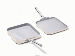 Caraway utensílios de cozinha creme dupla de panela quadrada 026H57